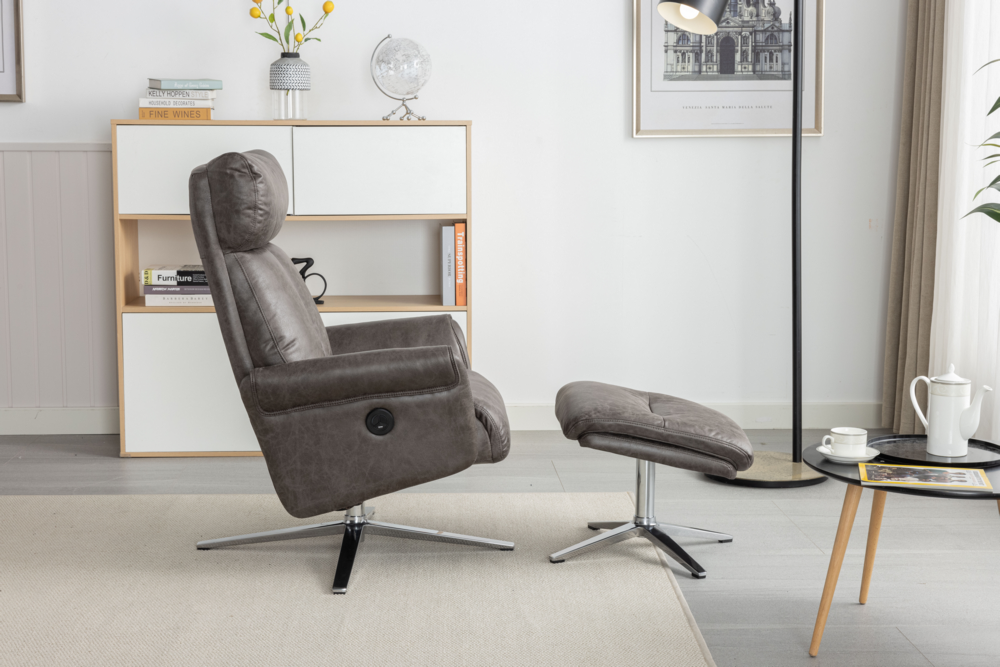 Happy Home Happy Home elektrisch verstellbarer Relaxsessel mit Hocker HWP51-GRA grau