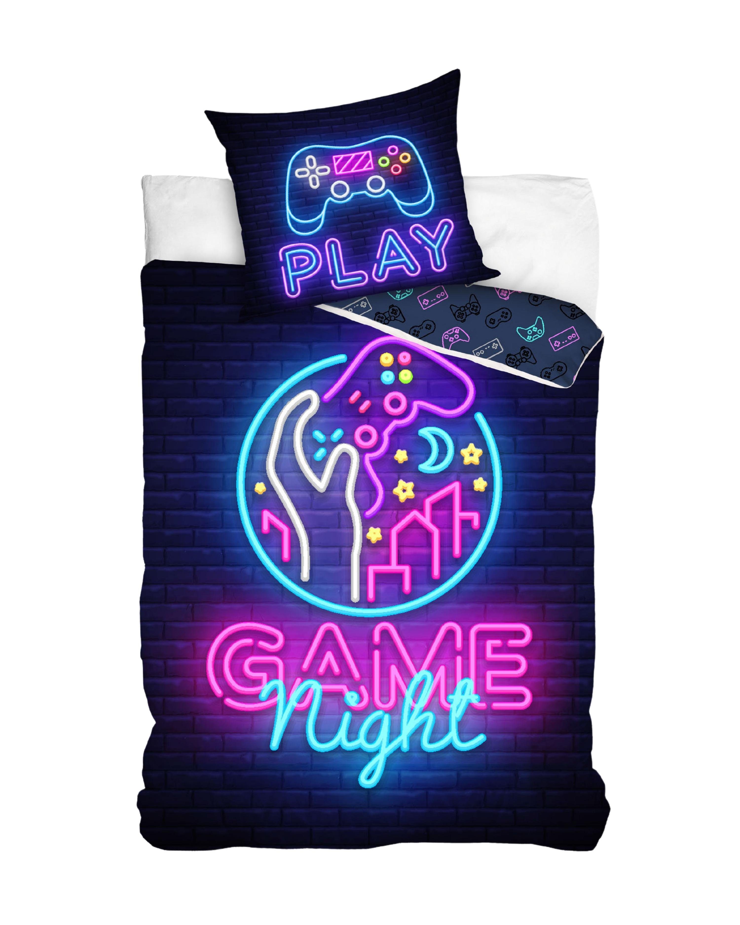 Jugendbettwäsche Gaming Bettwäsche 135x200 oder 155x220, Teenager Game Night, MTOnlinehandel, Mikrofaser, 2 teilig, Zocken Gaming / Game Kinder-, Teenager-Bettwäsche
