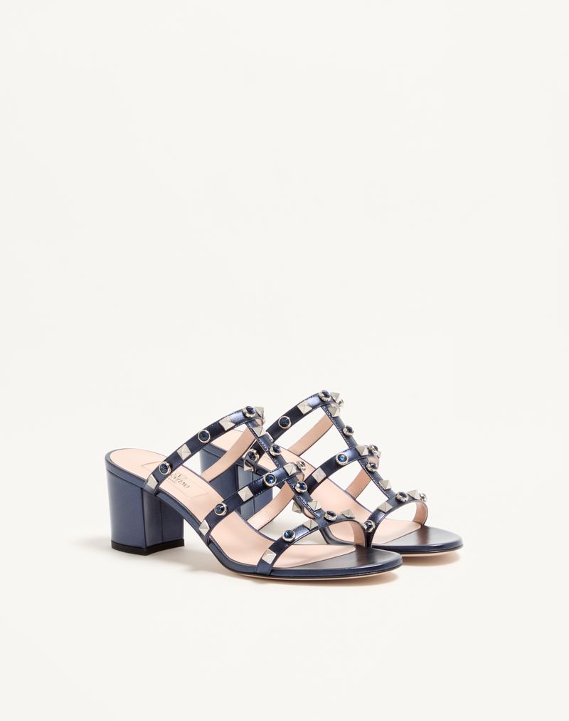Rockstud Slidesandaler i lamineret nappa med 60 mm cabochon
