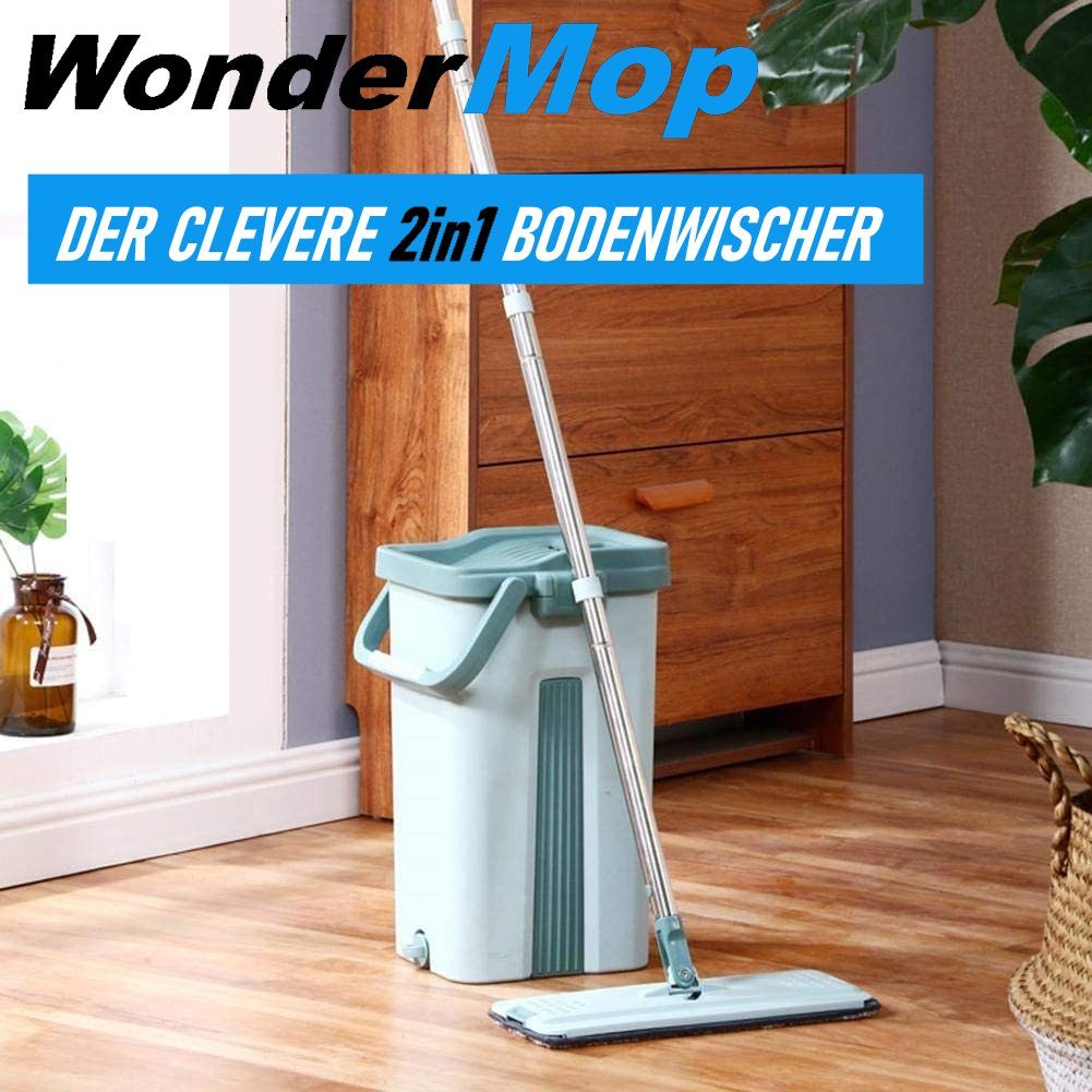 MAVURA Wischmopp WonderMop Profi Bodenwischer Set - Wischmop mit Eimer, Mikrofaser-Mopp, und 2-Kammer Auswringfunktion, - Effektive Reinigung von Böden und Oberflächen