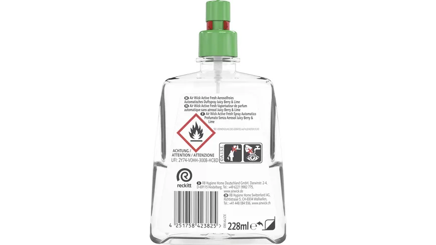Air Wick Active Fresh Aerosolfreies Automatisches Duftspray Nachfüller Juicy Berry  & Lime 228 ml
