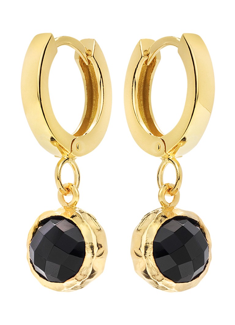 Casa Jewelry Amalfi Onyx hoop earrings gold plated