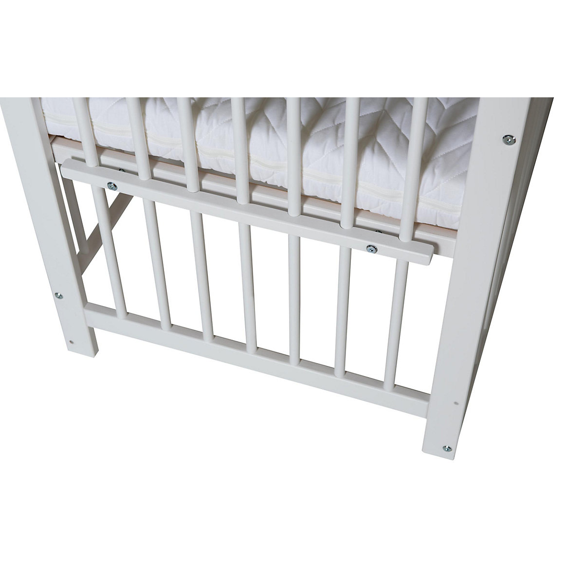 Beistell- Kinderbett Micky, Massivholz weiß lackiert, 60x120 cm