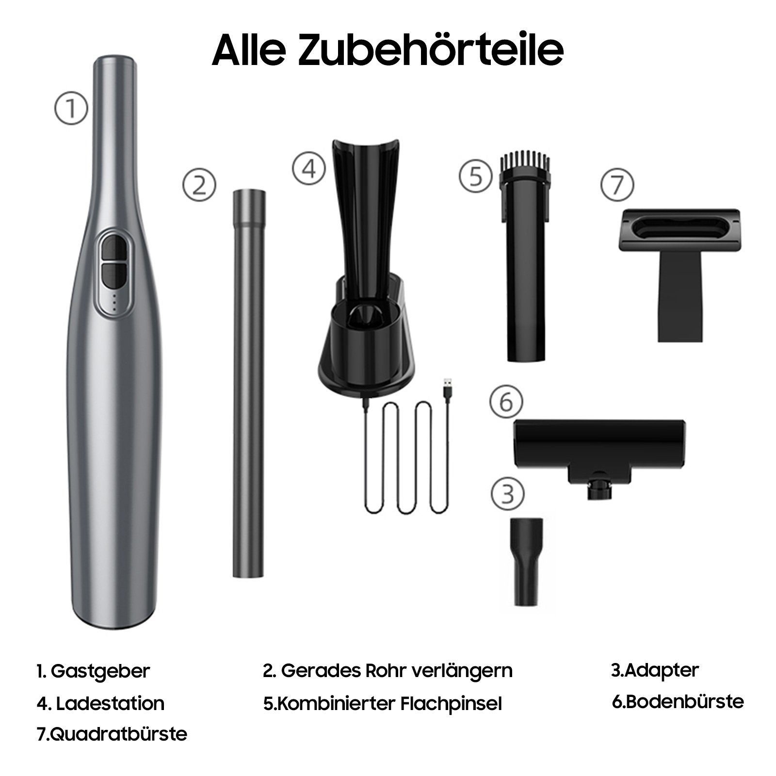 Aoucheni Akku-Handstaubsauger 3 in 1 Akku-Handstaubsauger mit Ladestation, 85,00 W, beutellos