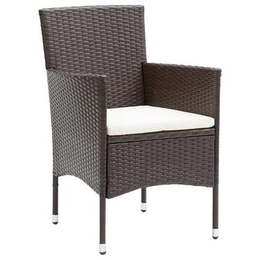 vidaXL Gartenstuhl Garten-Essstühle 2 Stk. Poly Rattan Braun (2 St)