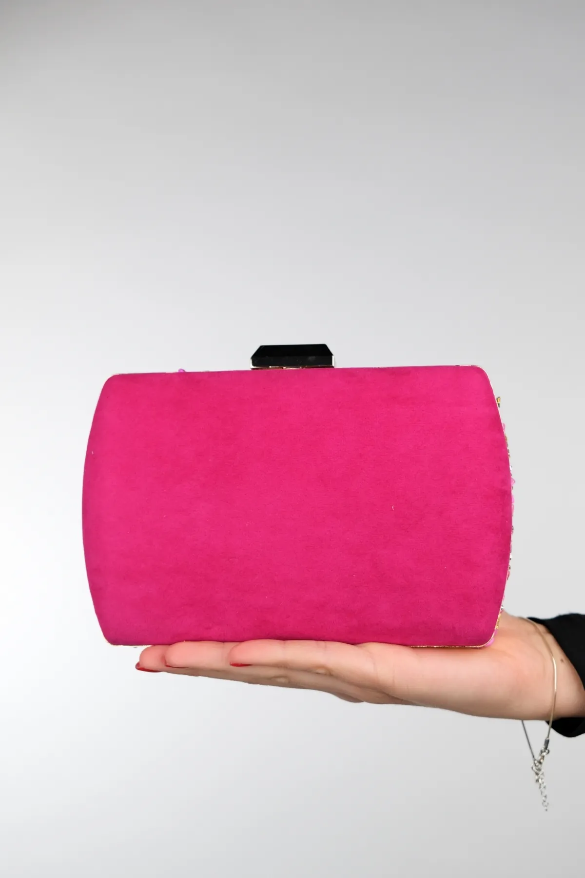 LuviShoes  SEUL Fuchsia Pebble Stone Abendtasche für Damen