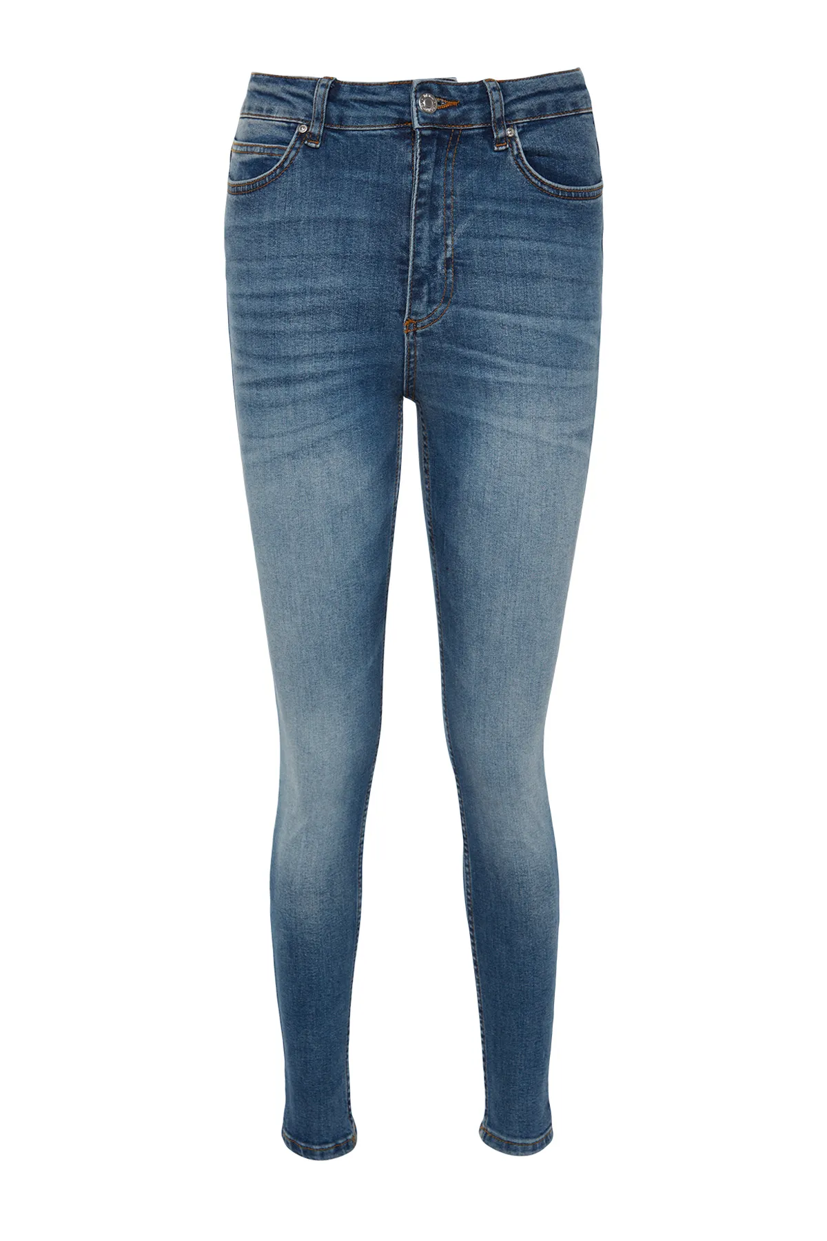 Trendyol Collection  Blaue Röhrenjeans mit normaler Taille TWOAW24JE00067