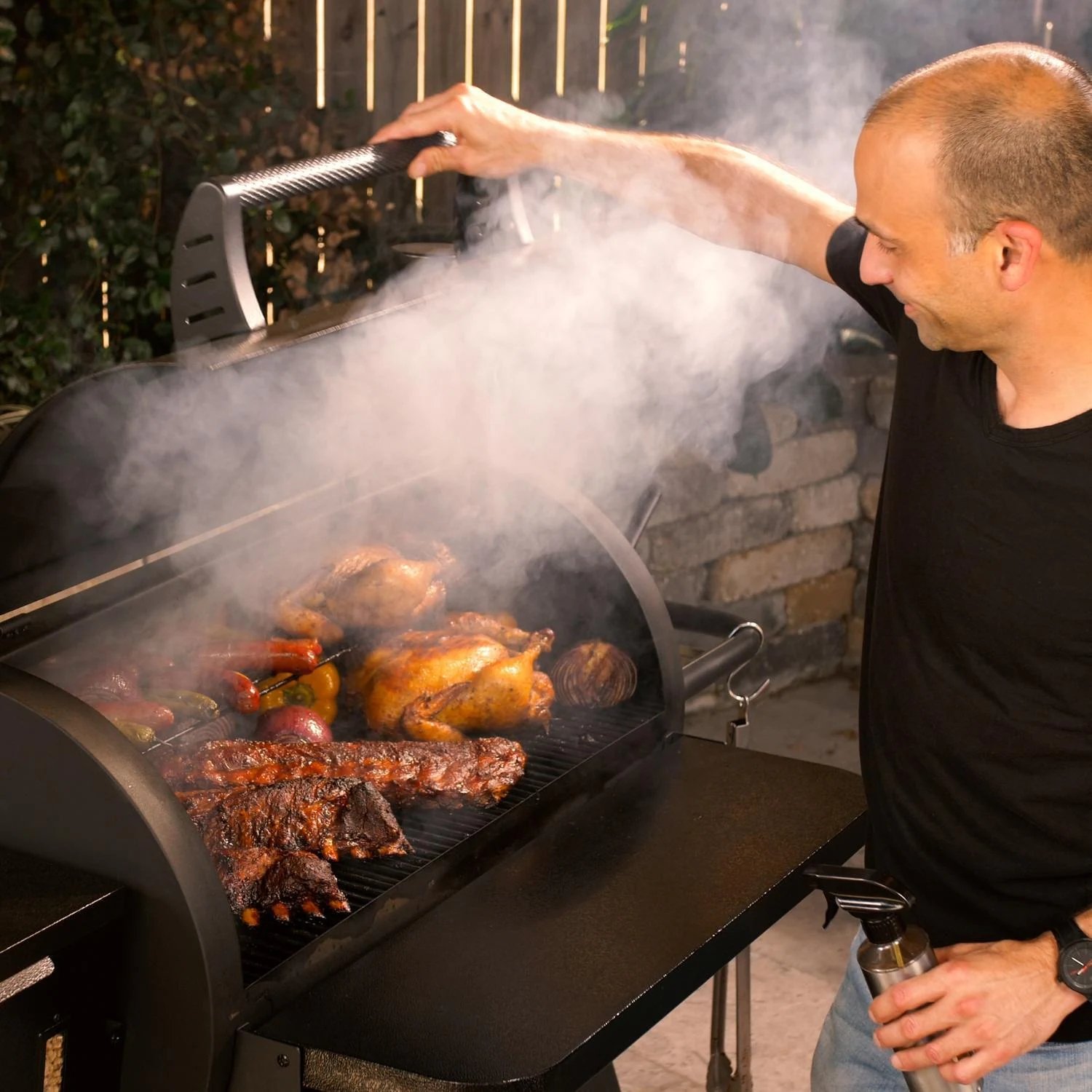 Victory 35-Inch Wood Pellet Grill with Front Shelf, 29-Lb Hopper & 16 Gauge Steel Barrel & Cart - BBQPG