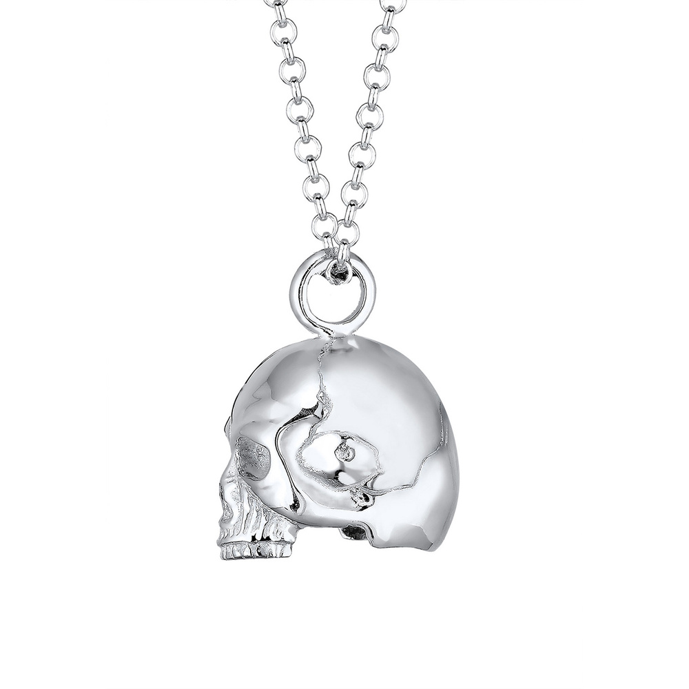 KUZZOI KUZZOI Collier Totenkopf Schädel Gothic 925 Sterling Silber Bijoux