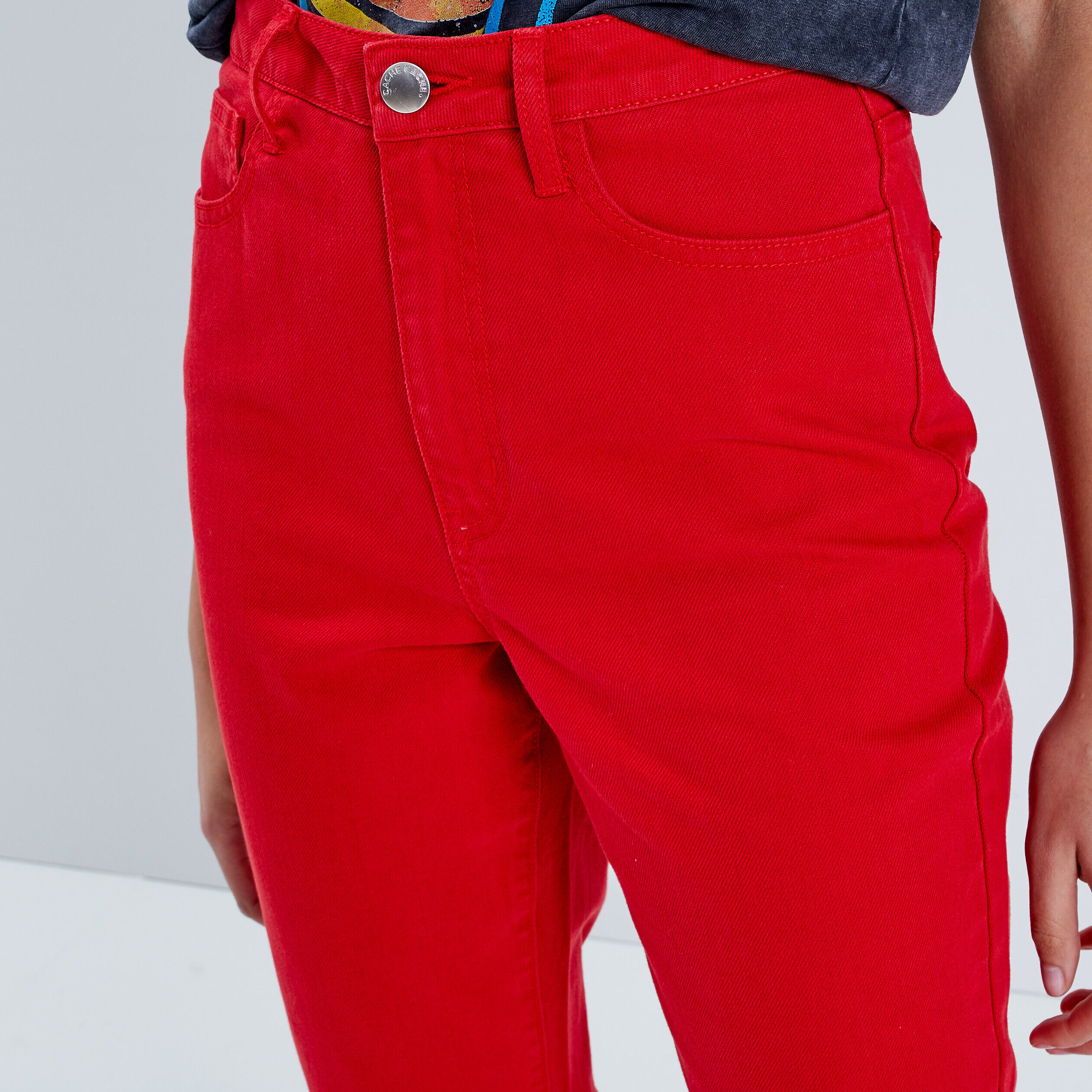Jeans regular 7/8ème rouge femme | Cache Cache