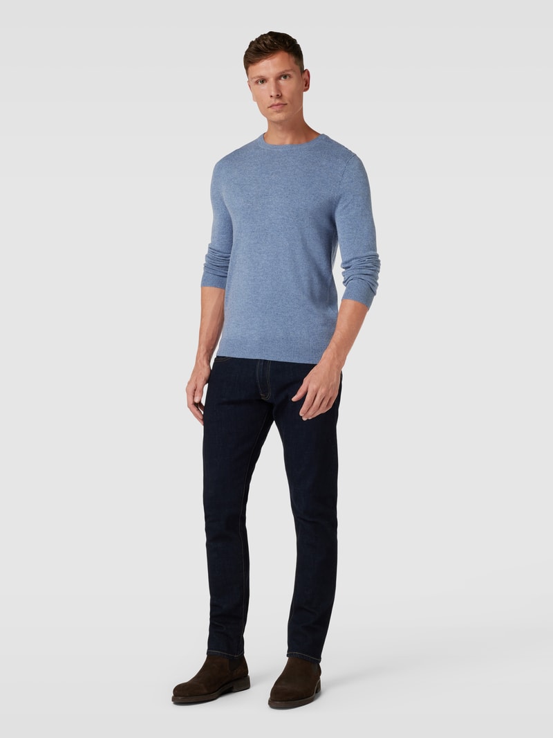 Strickpullover in melierter Optik in rauchblau meliert