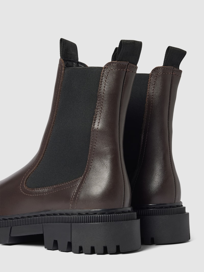 Chelsea Boots aus Leder mit Ziernaht in dunkelbraun