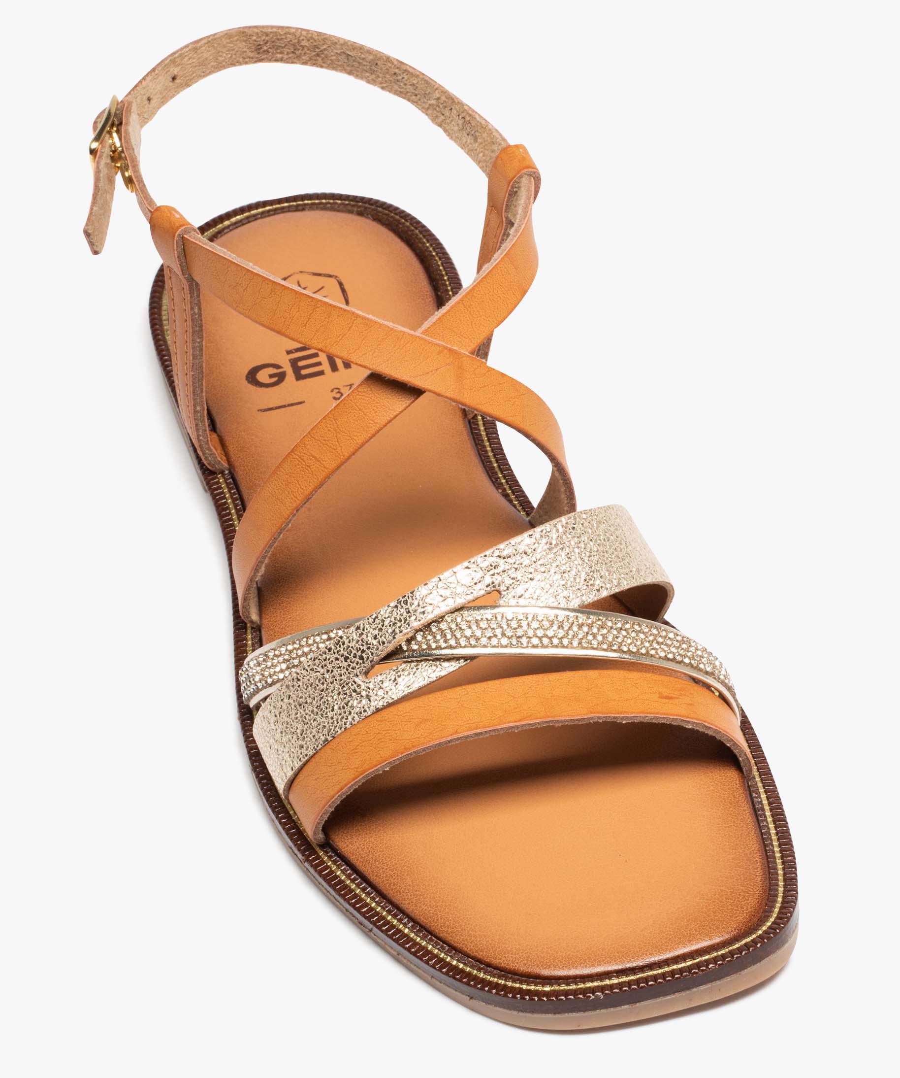 Sandales femme plates à fines brides fantaisie marron | GEMO