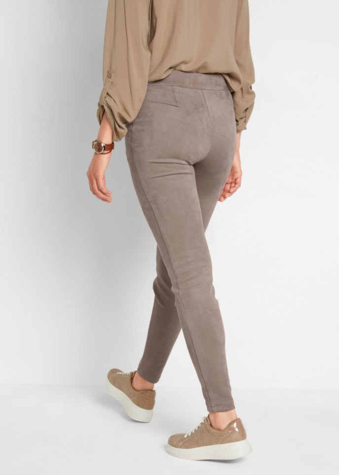 Velourslederimitat-Hose mit Biesen und Stretch-Anteil, Komfortbund
