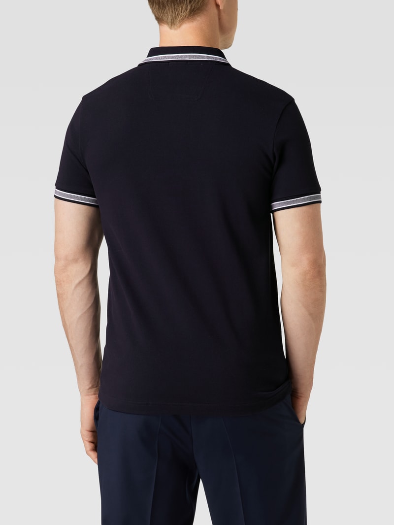 Regular Fit Poloshirt mit Label-Stitching Modell 'Paddy' in dunkelblau