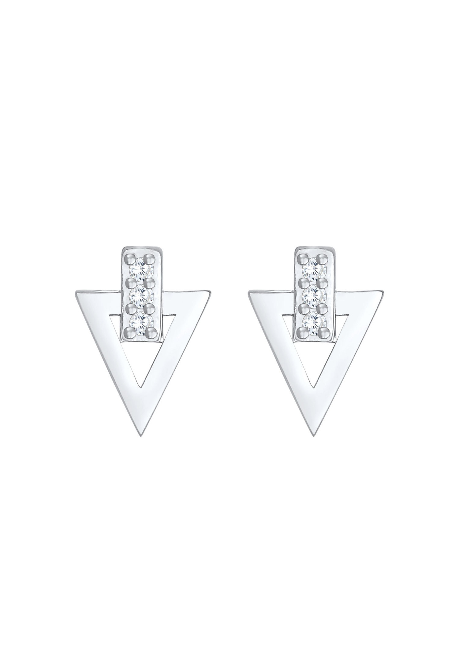 Pendientes Elli para mujer: diseño clásico triangular con circonitas cúbicas en plata de ley 925 bañada en oro.