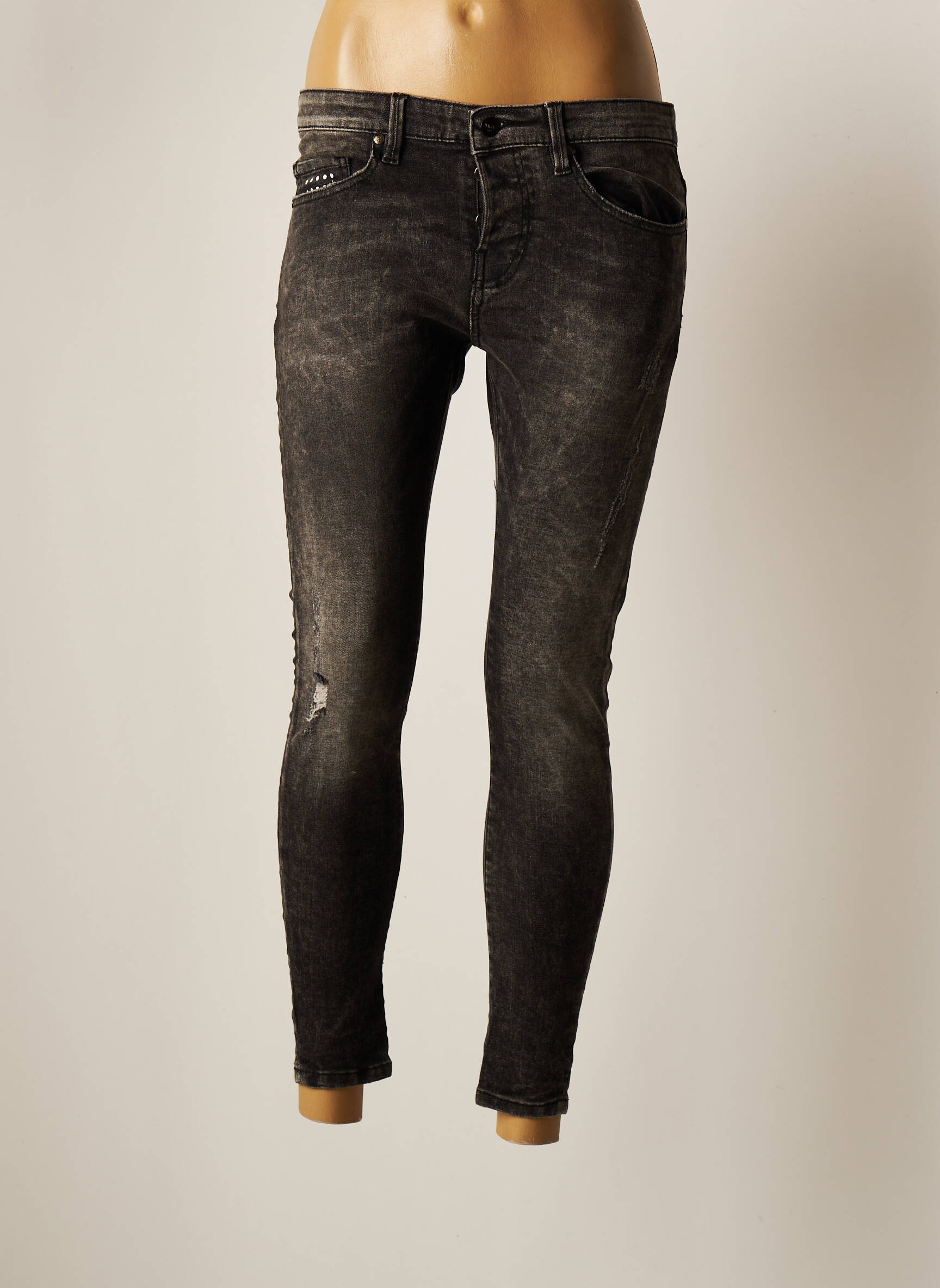 Unique Jeans Coupe Slim Femme couleur gris