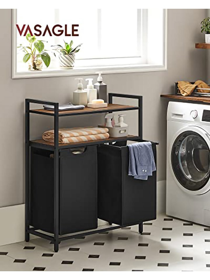 Songmics Wäschekorb in Schwarz/ Braun - (B)73 x (H)91 x (T)33 cm günstig kaufen onesize