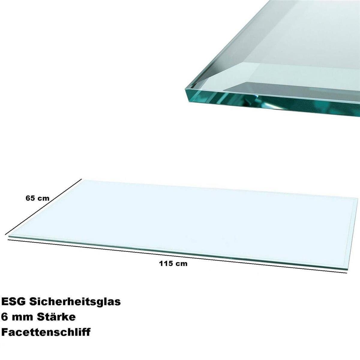 HOOZ Tischplatte Glasplatte Ø60x0,6 cm mit Facettenschliff - schwarz, rund