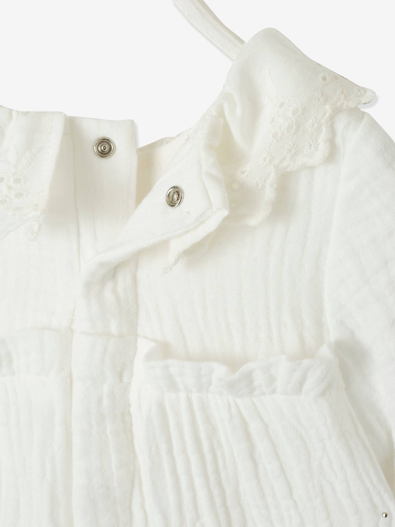 Vertbaudet Mädchen Baby Overall, Lochstickerei - cappuccino