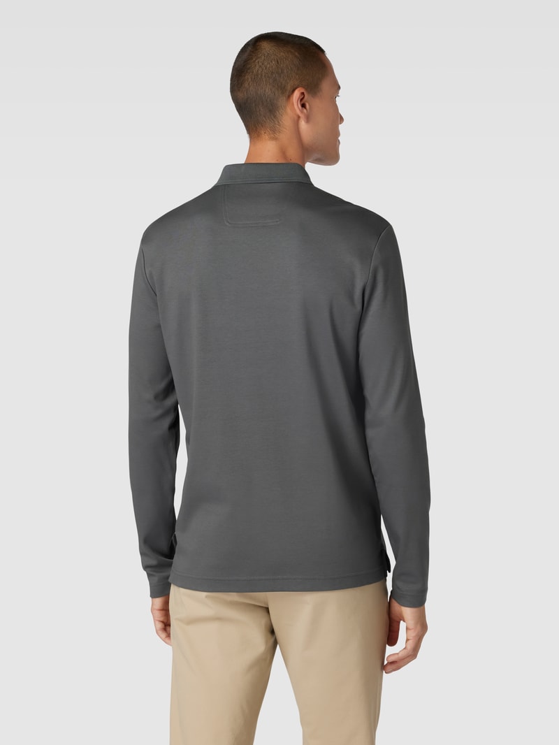 Poloshirt mit Label-Stitching Modell 'PIROL' in dunkelgrau
