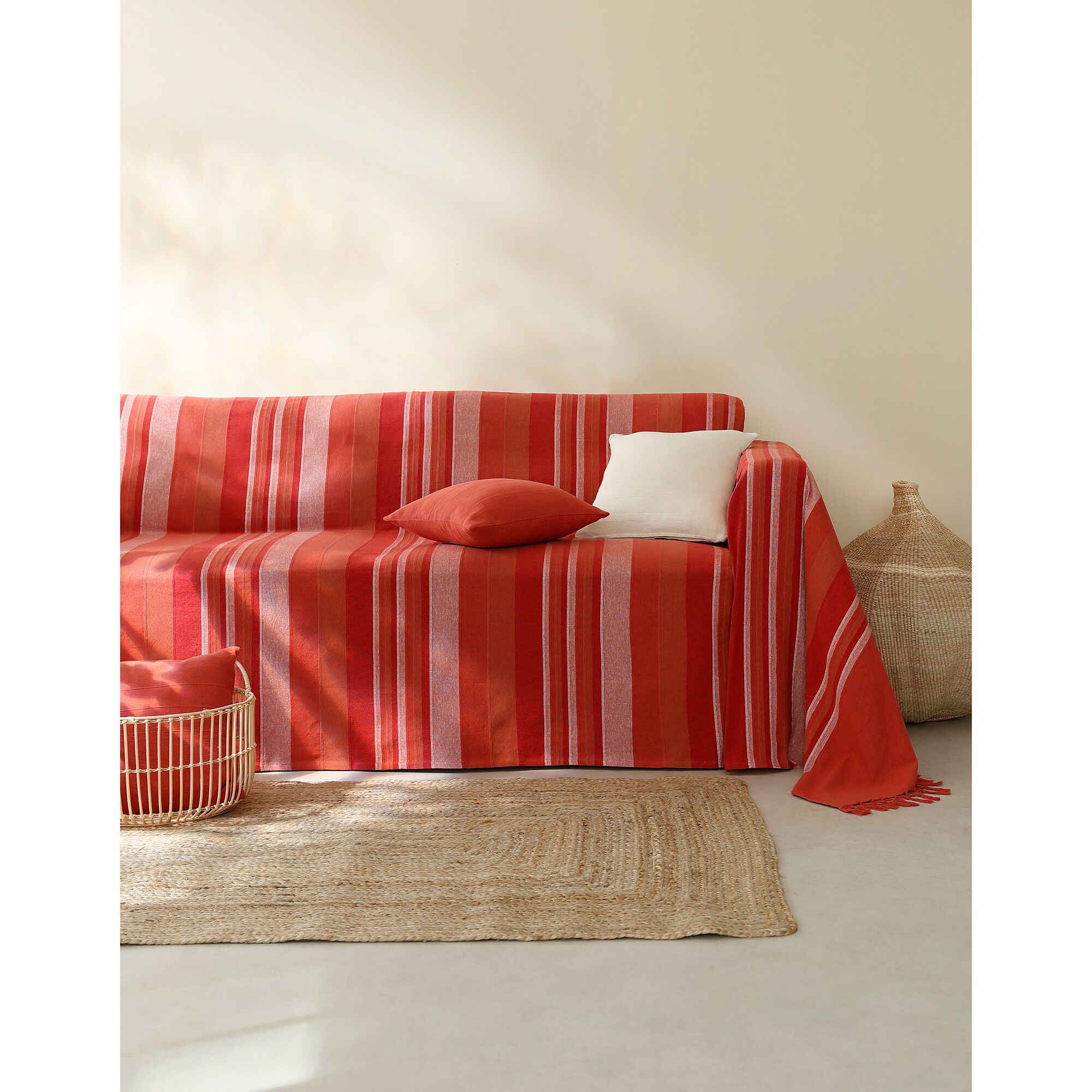 Plaid jeté multicolore coton tissage artisanal