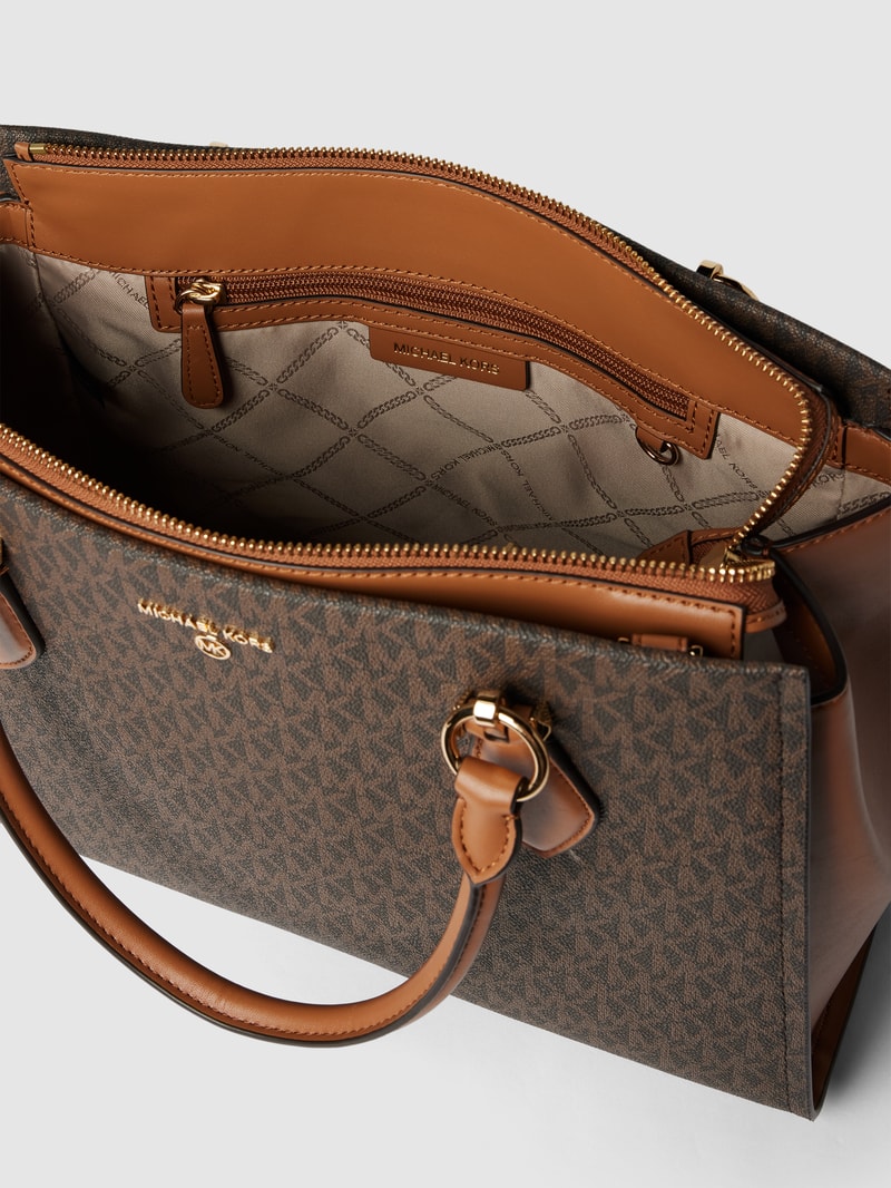 Tote Bag mit Label-Print Modell 'MARILYN' in mittelbraun