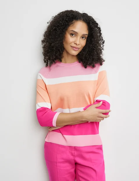 3/4 Arm Pullover mit Colourblocking