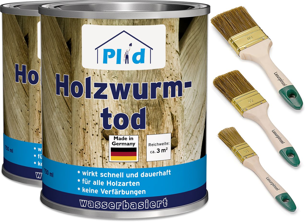 Plid Premium Holzwurmtod Holzwurm-Ex Holzschutz Holzwurm Pinsel Farblos