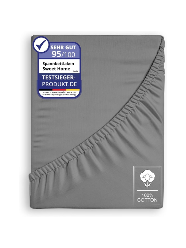 COFI 1453 Jersey Spannbettlaken Spannbetttuch 100% Baumwolle Bettlaken Betttuch in Anthrazit günstig kaufen