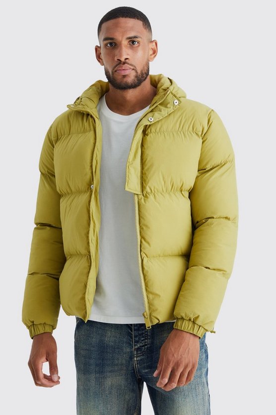 Tall kastige Steppjacke mit Kapuze und Knopfleiste
