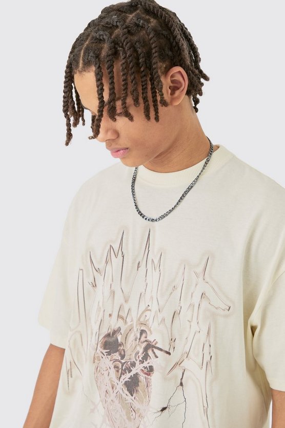 Oversize T-Shirt mit Gothic Homme Print