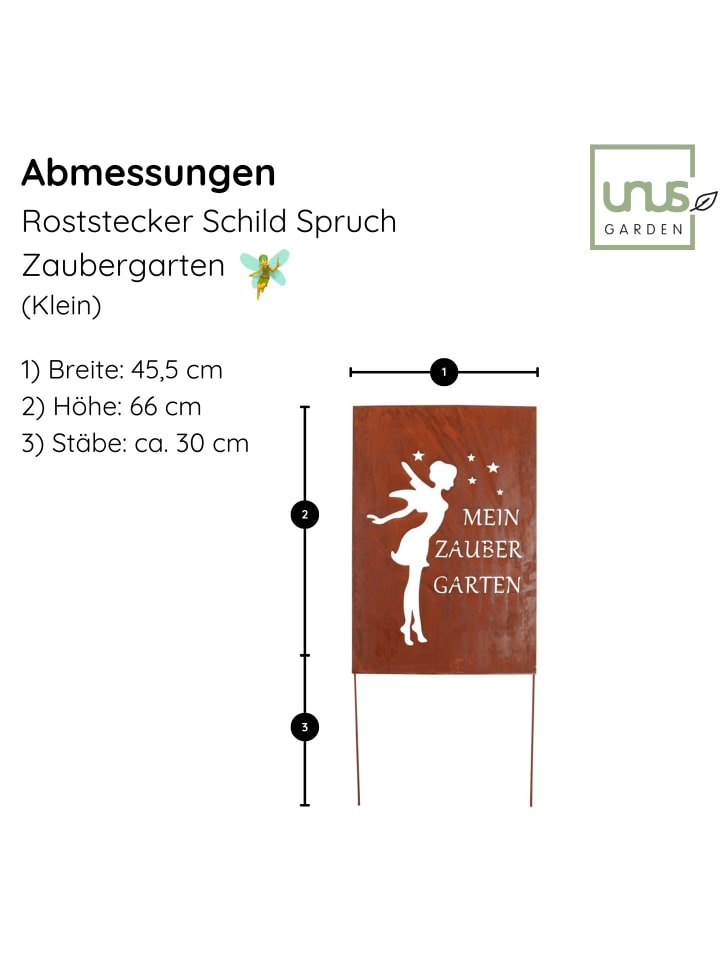 UNUS Gartenschild Rost Zaubergarten in Braun günstig kaufen