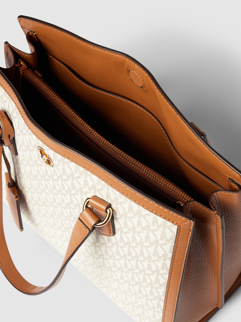 Handtasche in Two-Tone-Machart Modell 'CHANTAL' in ecru