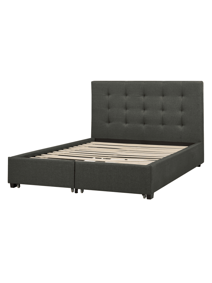Beliani Doppelbett LA ROCHELLE in Grau/Schwarz - (W) 153 x (H) 109 x (L) 213 cm günstig kaufen onesize