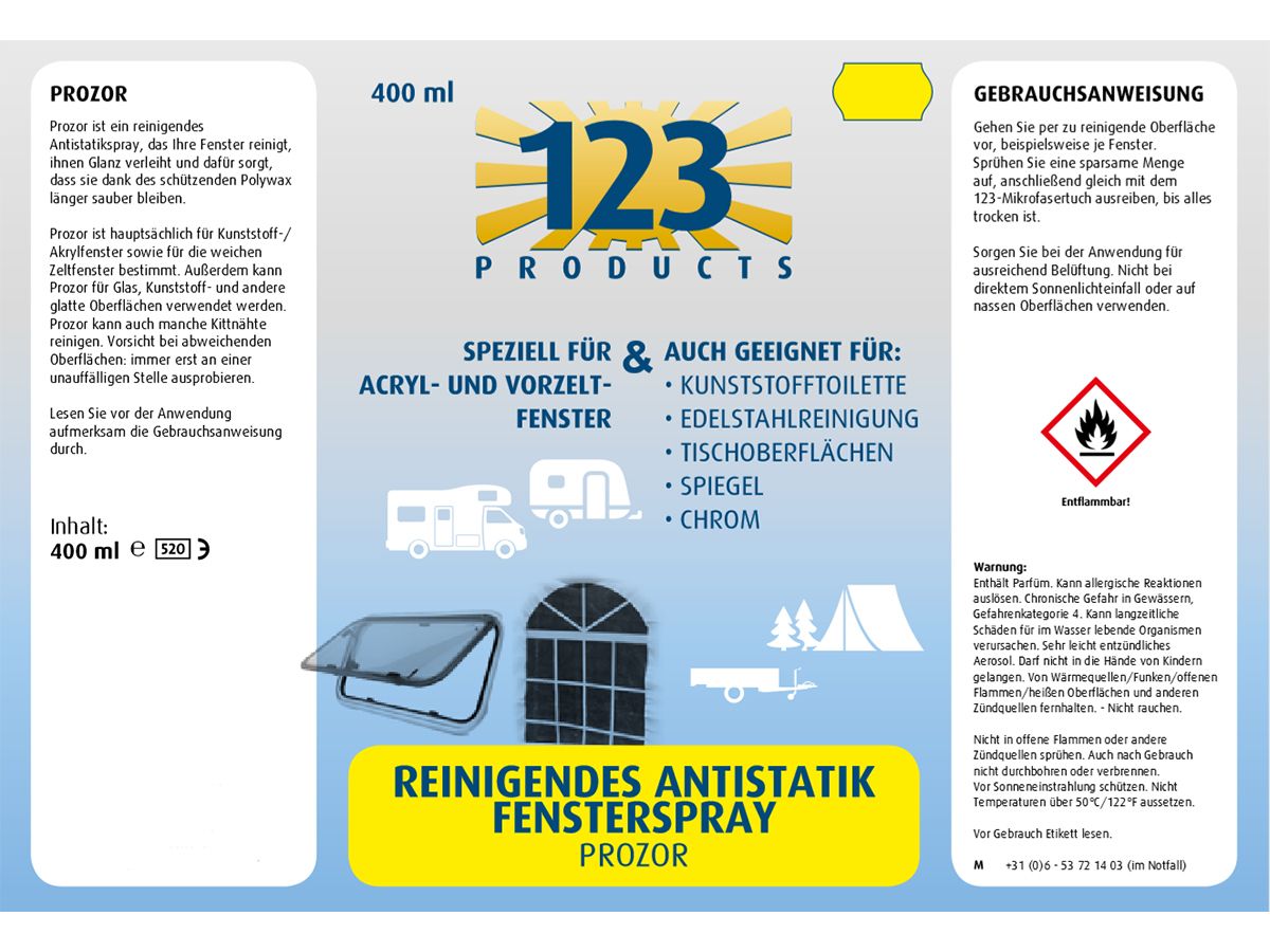 123 Products Prozor antistatischer Fensterspray