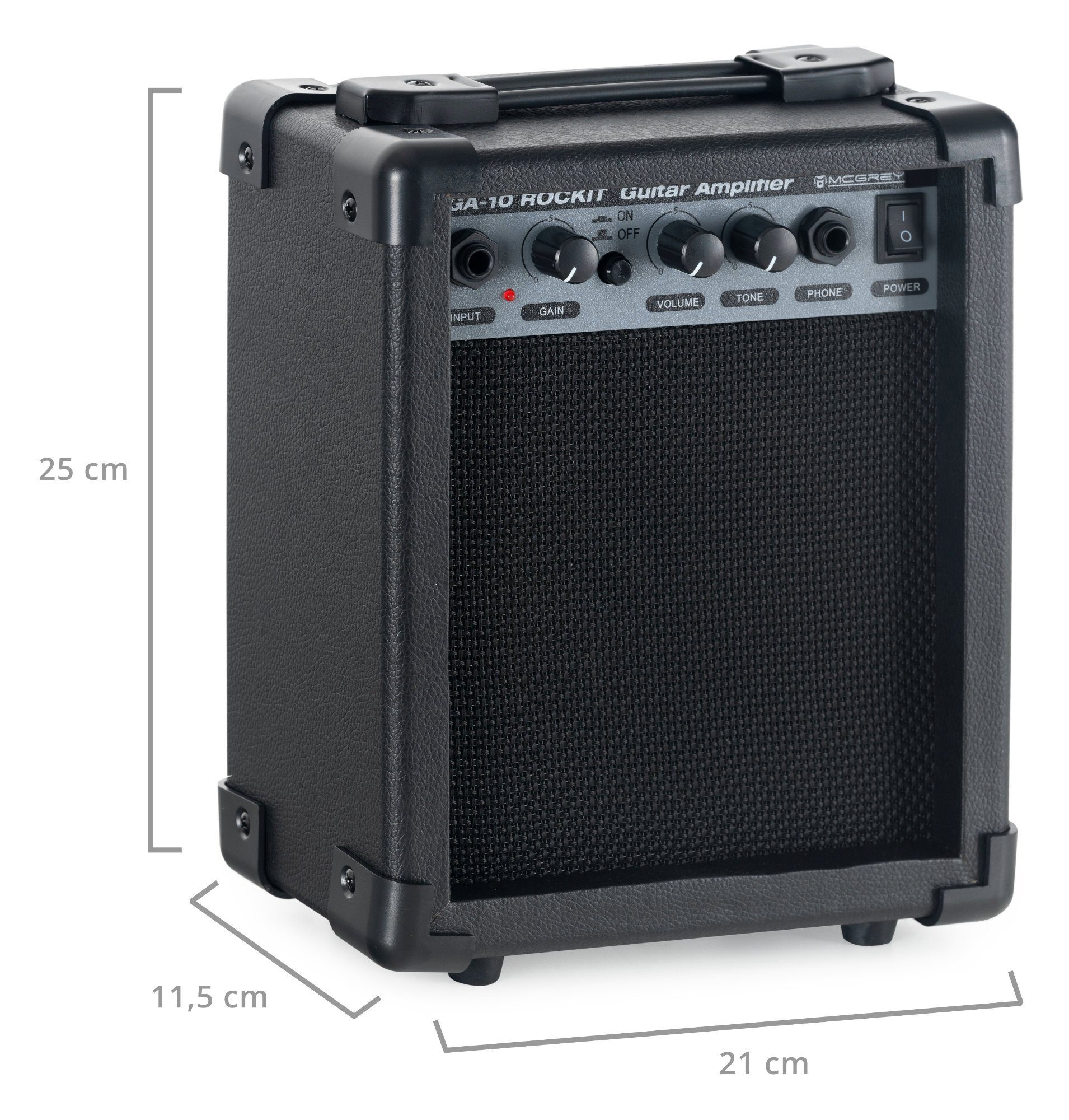 McGrey E-Gitarre Rockit elektrische Gitarre, ST-Style, Komplettset 4/4, 8-St., inkl. Verstärker, Tasche, Stimmgerät, Plektren, Gurt und Kabel, 10 Watt (RMS) Gitarrenverstärker inklusive!