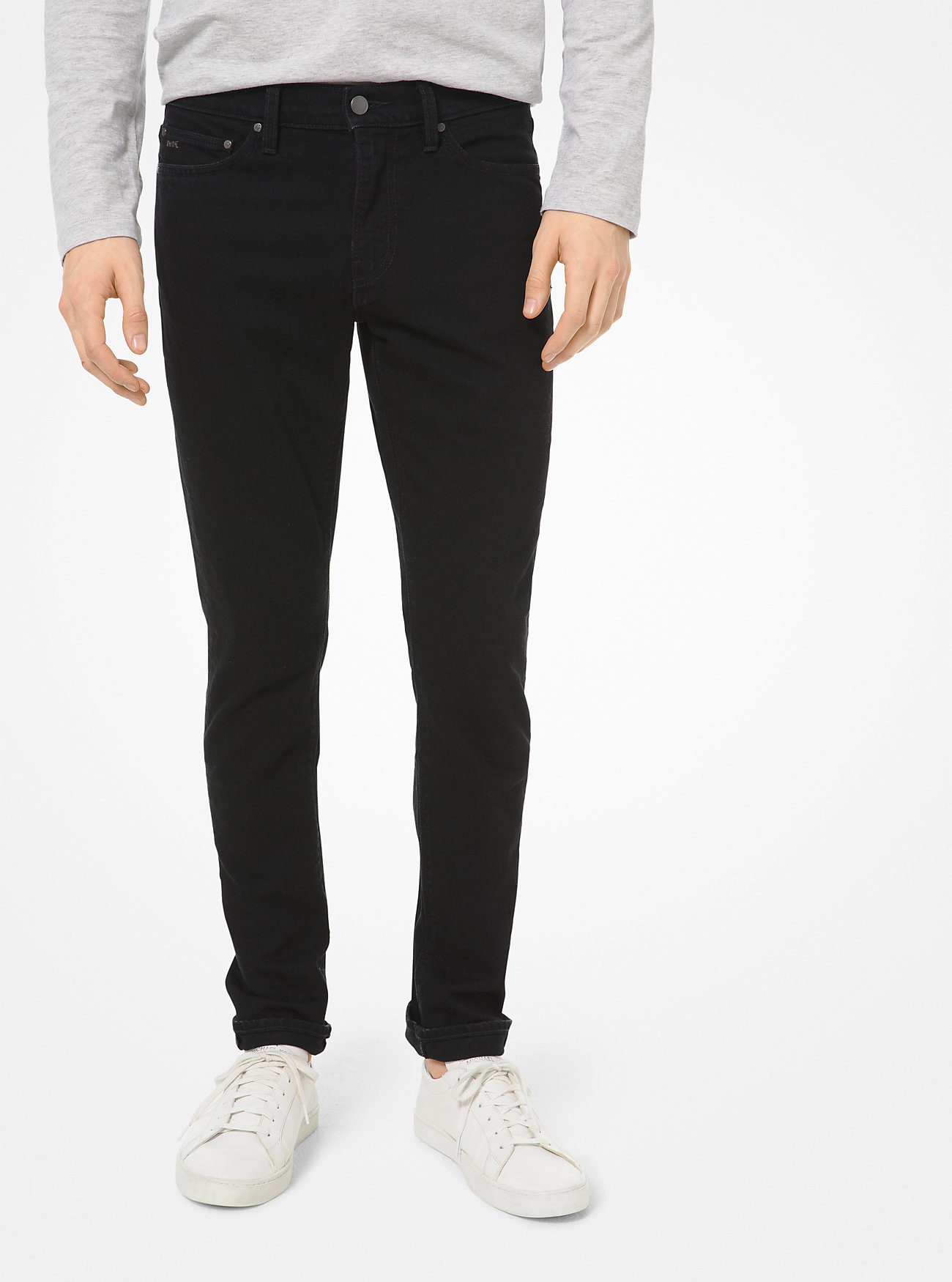 Skinny-fit stretch-bomullsjeans - SVART