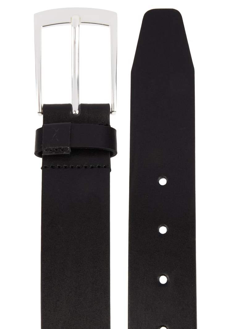 Ledergürtel mit Dornschließe in schwarz