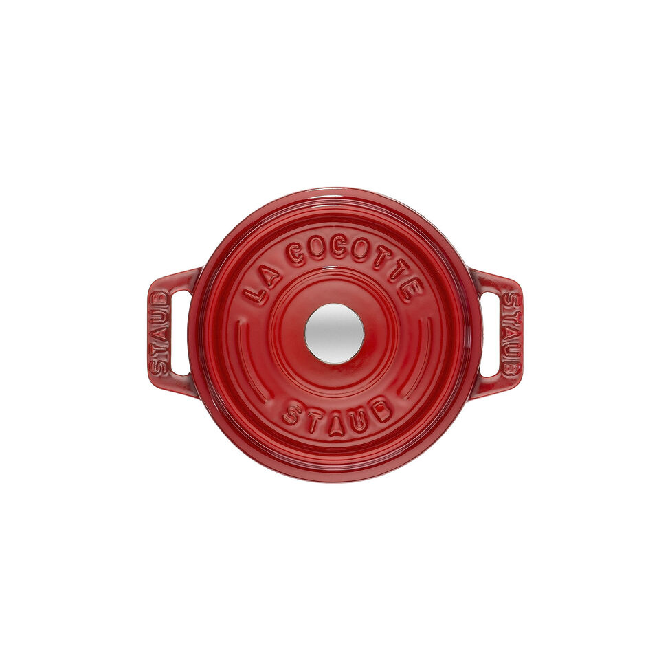 Mini Cocotte 10 cm, rund, Kirsch-Rot, Gusseisen