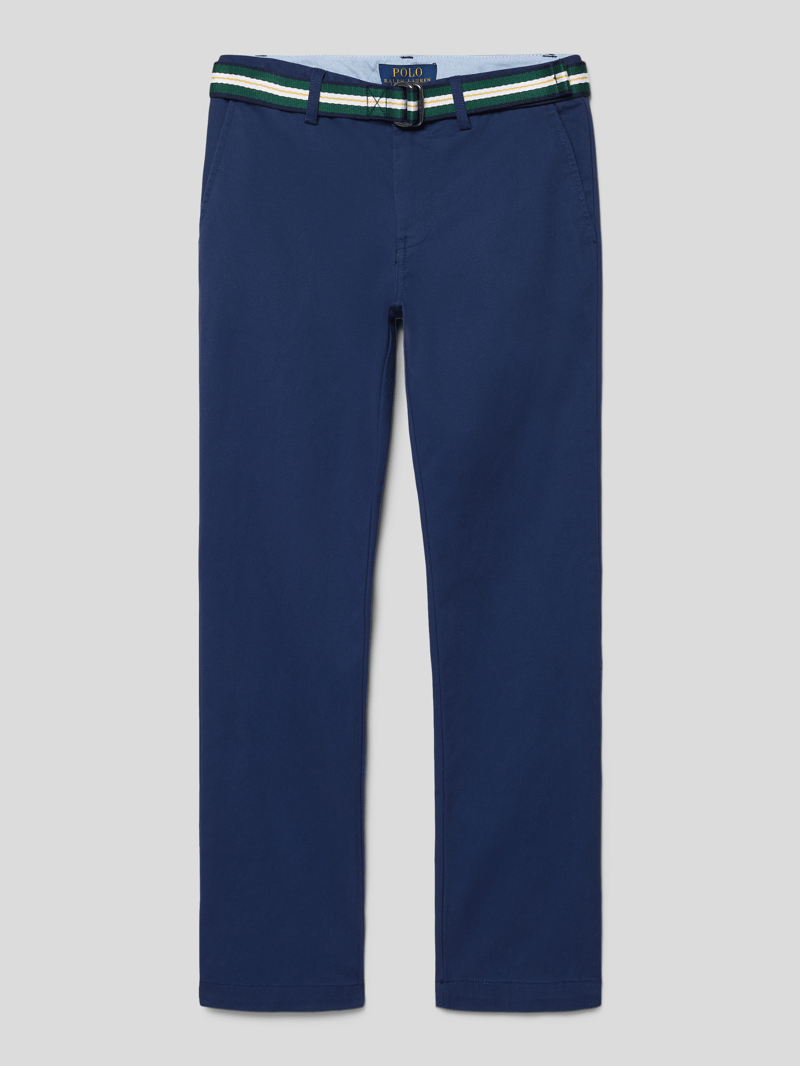 Skinny Fit Hose mit kontrastivem Gürtel in marineblau