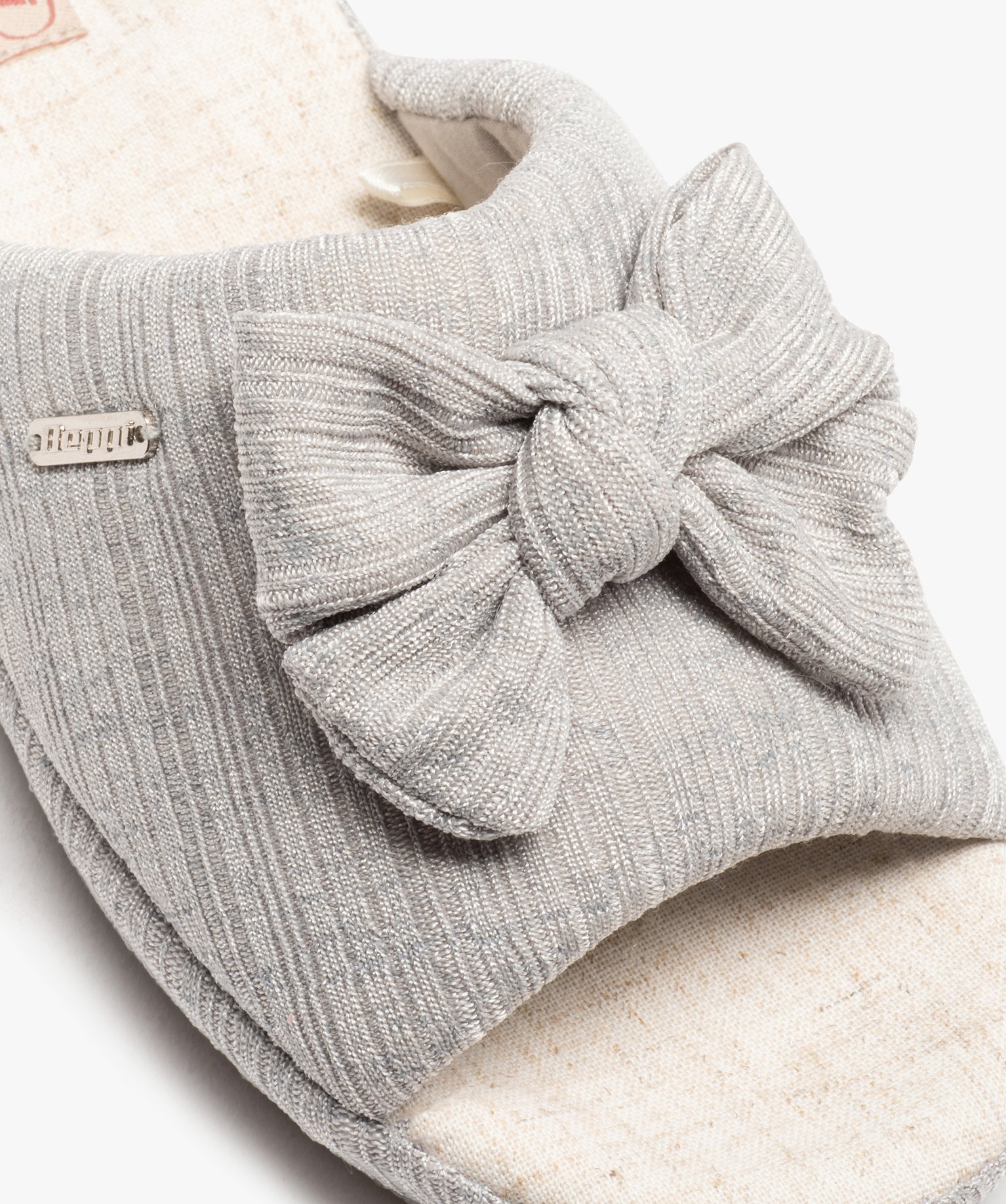 Chaussons mules plats avec noeud femme - Beppi gris | GEMO