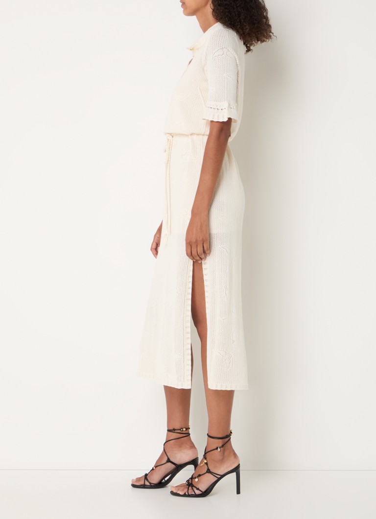 Rochie midi Salmy din material gros tricotat de la Zadig&Voltaire, decorată cu motiv de dantelă și curea asortată.