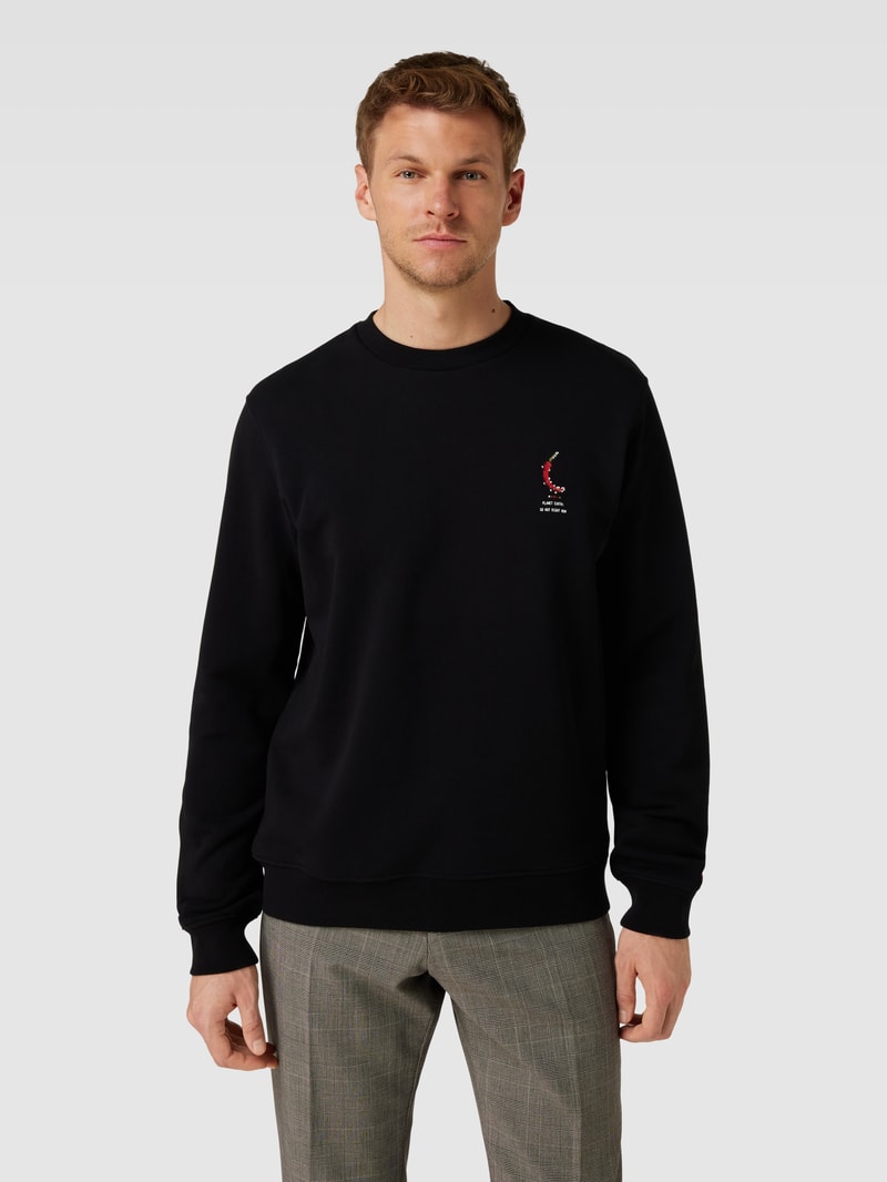 Sweatshirt mit Stitching-Detail Modell 'BAARO PIXXEL' in schwarz