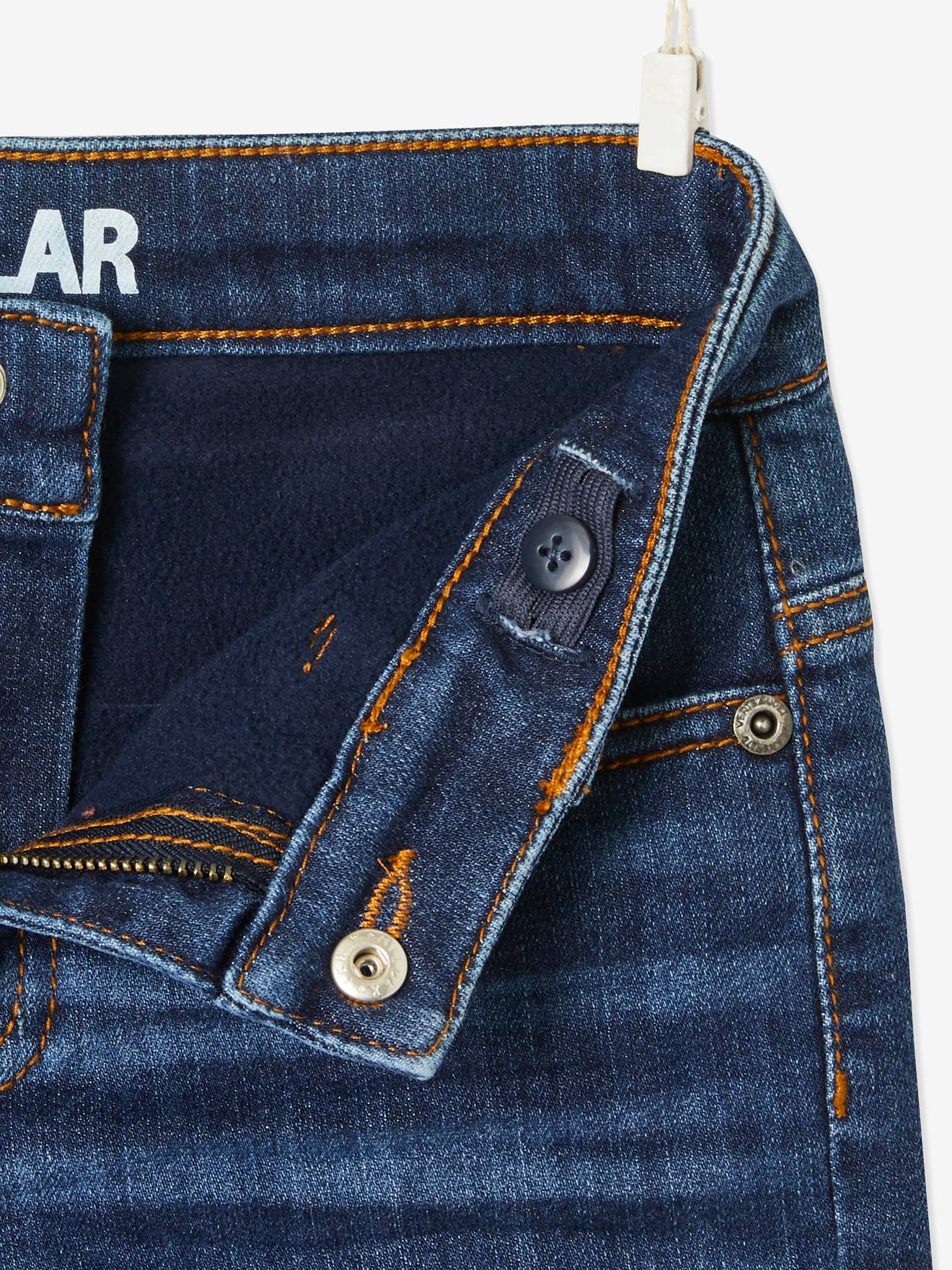 Jean droit indestructible doublé polaire garçon denim brut