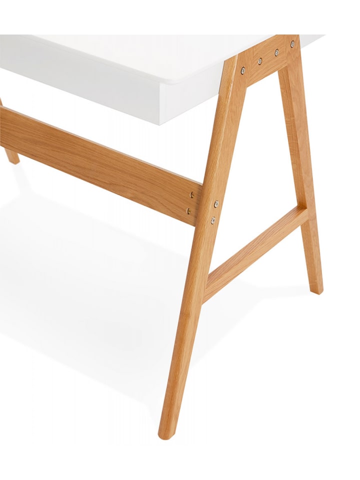 KADIMA DESIGN Schreibtisch SIROKO mit Eichenbeinen | Geradliniges Design in Weiß-Beige günstig kaufen onesize