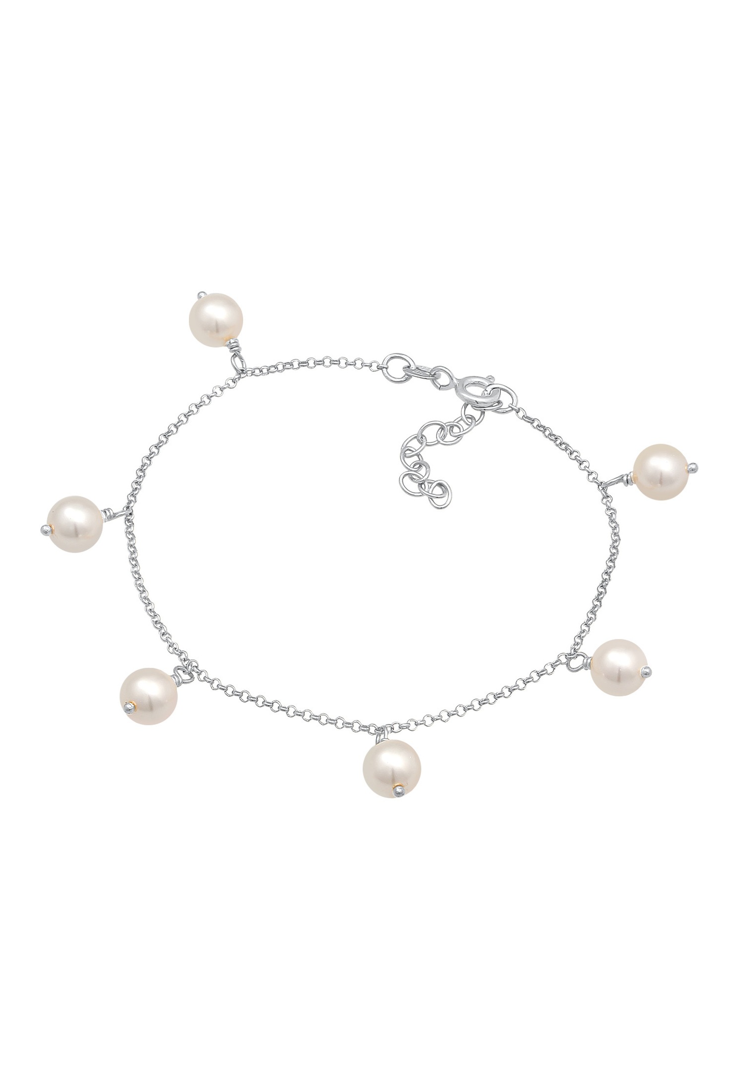 Elegante, schlichte Damenkette von Nenalina mit synthetischen Perlen aus 925er Sterlingsilber