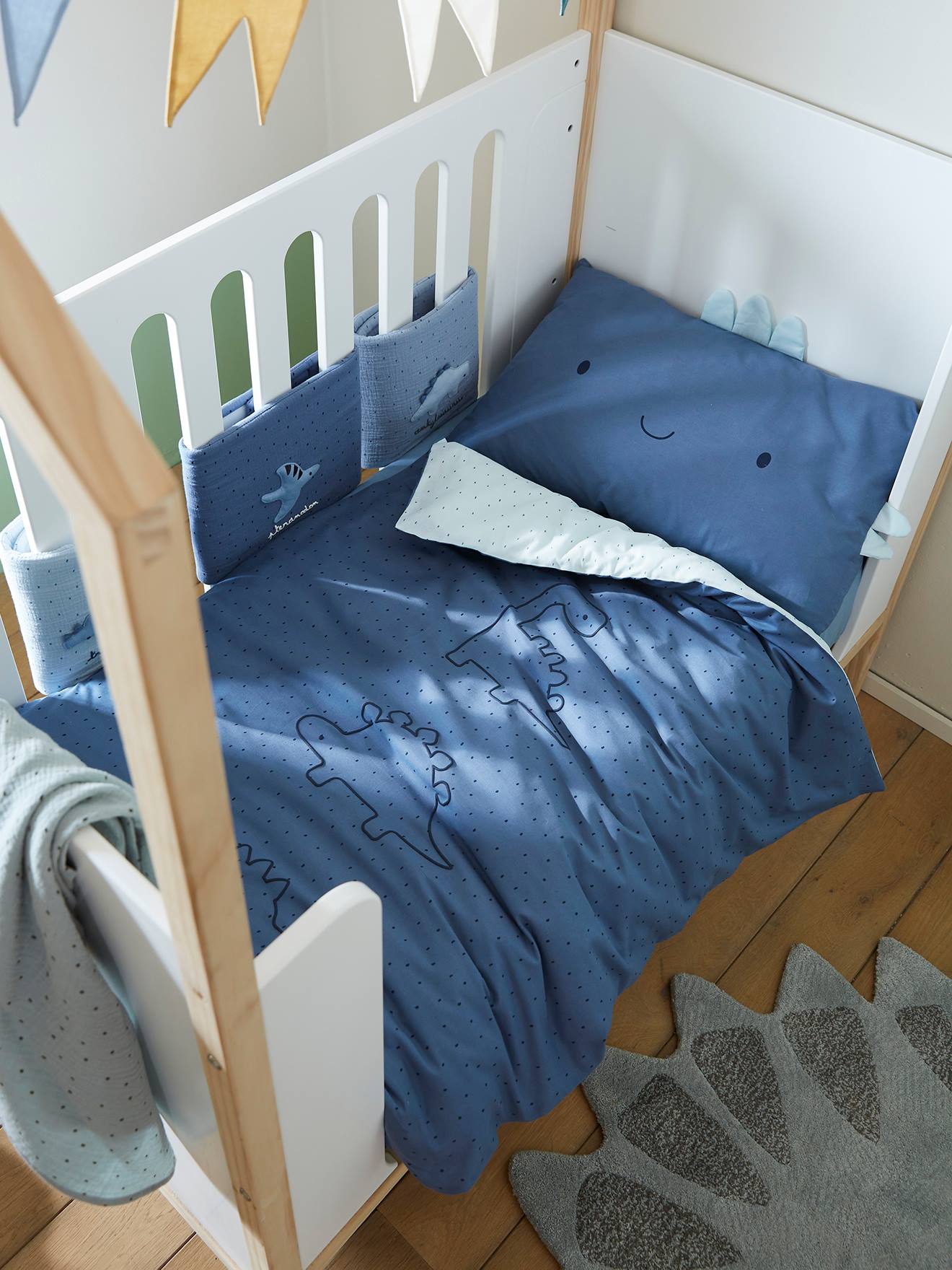 Vertbaudet Baby Kissenbezug KLEINER DINO - blau