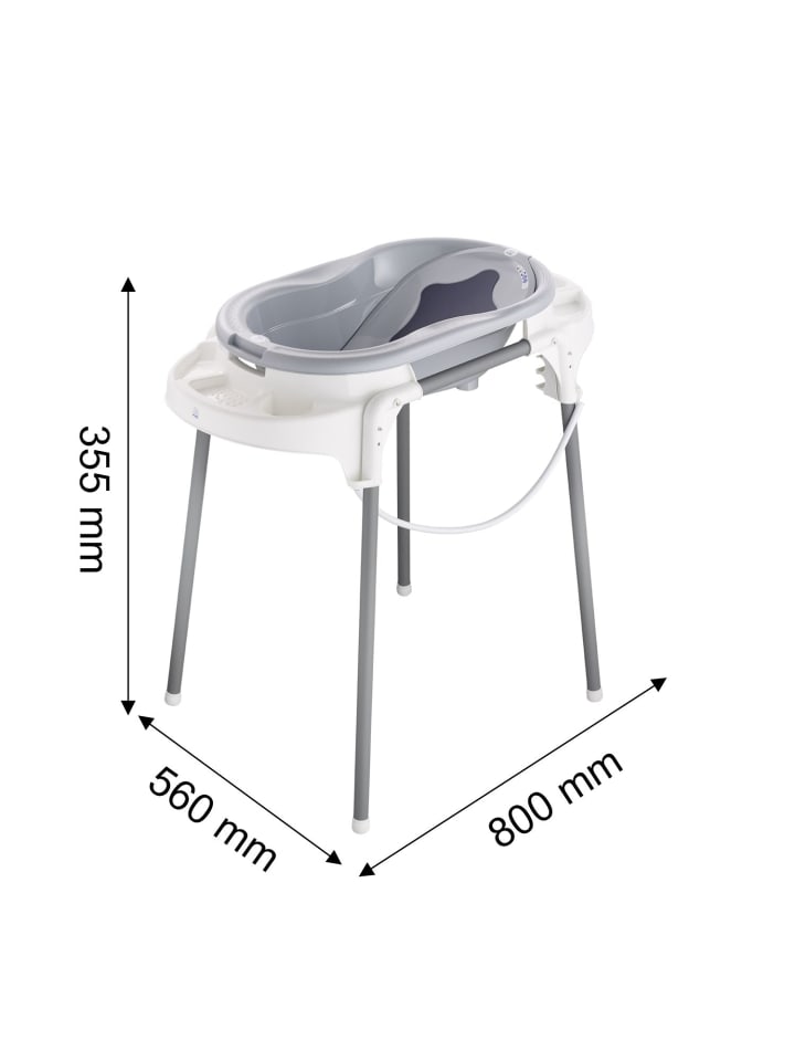 Rotho Babydesign Babybadewanne mit Ständer aus robustem Stahl in stone grey günstig kaufen onesize