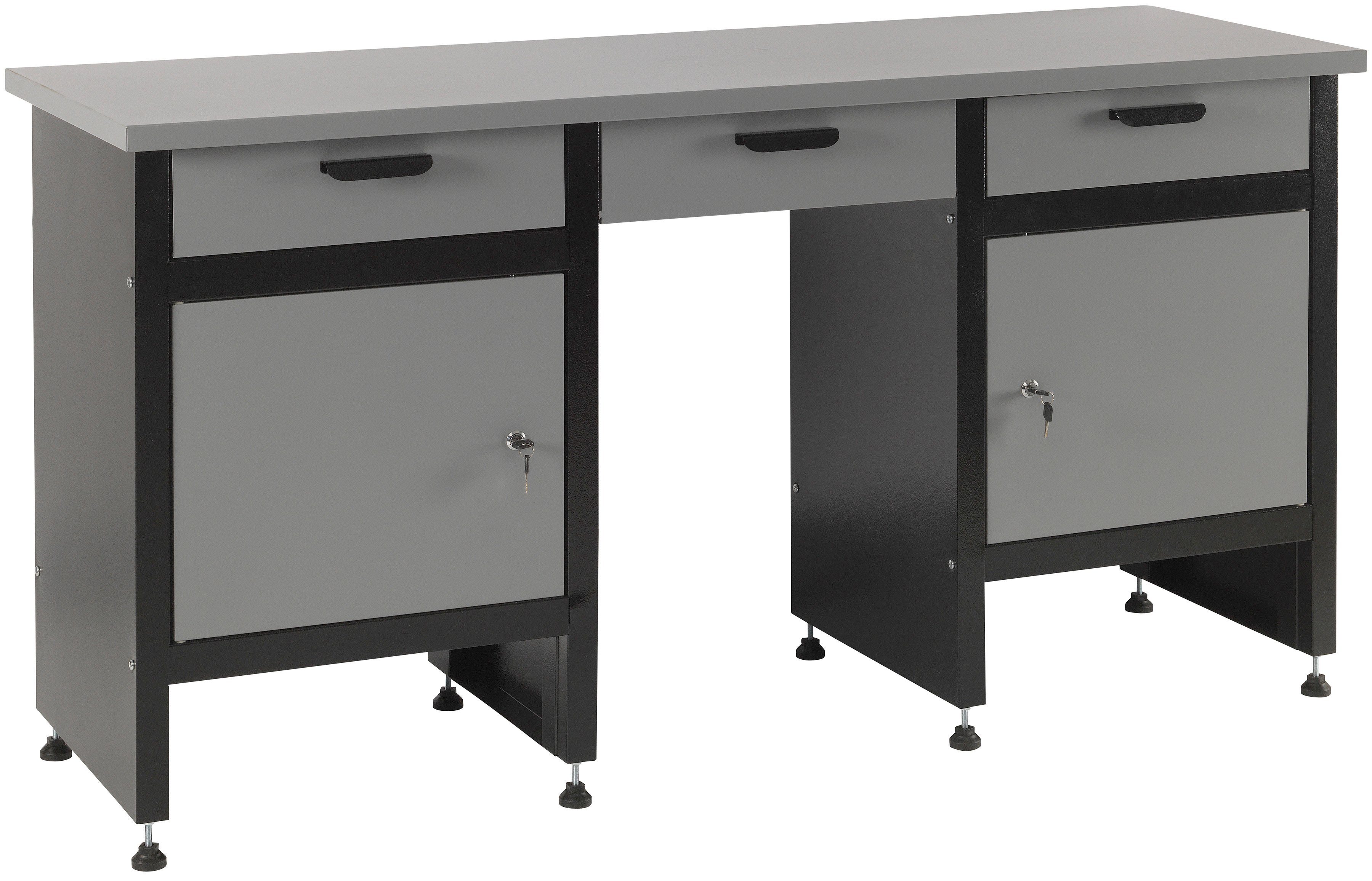 Profiwerk Werkbank Kiel, Breite 160 cm, abschließbar, höhenverstellbar, robuste Arbeitsplatte